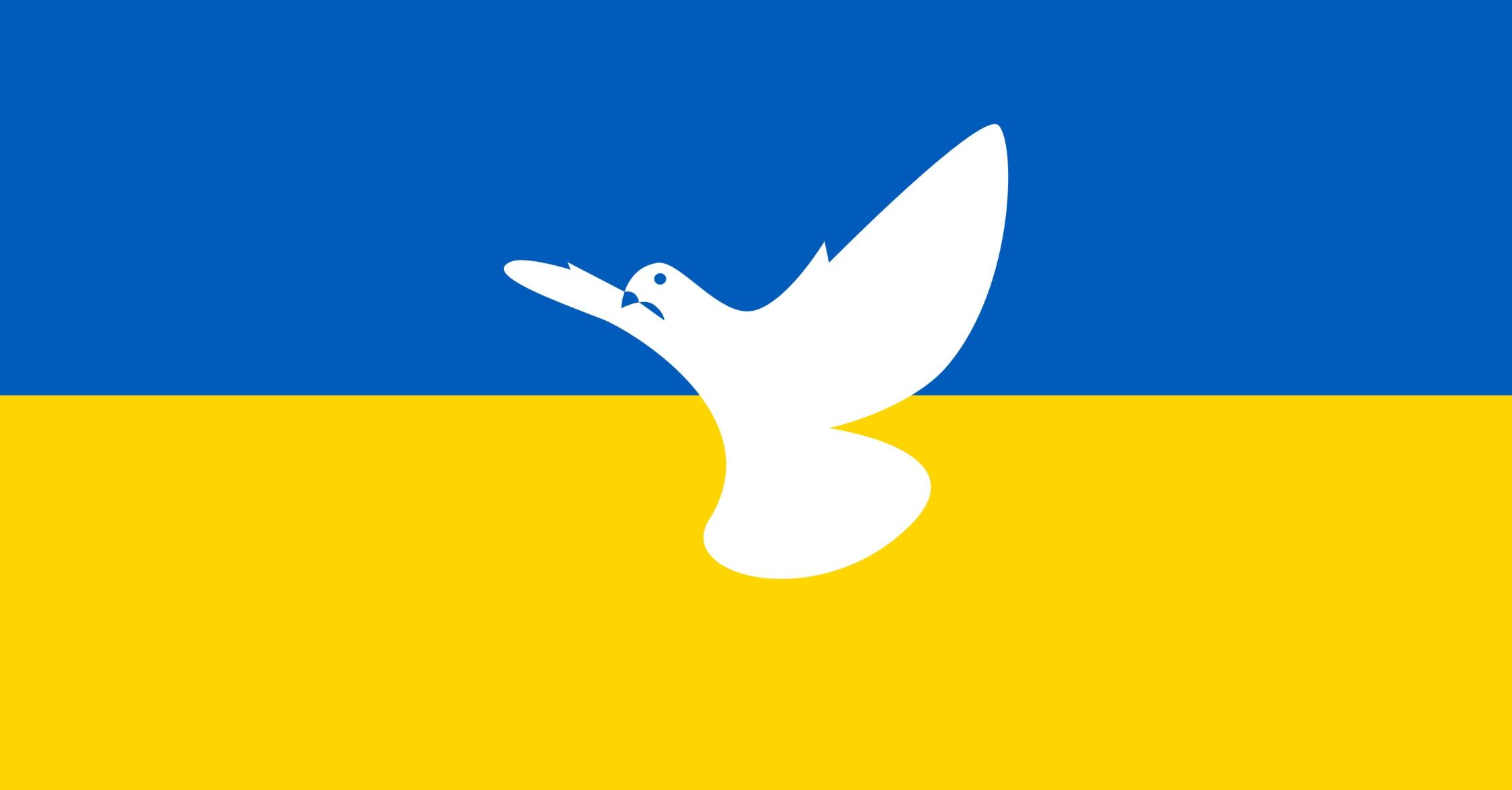 Friedenstaube auf Ukraine Fahne