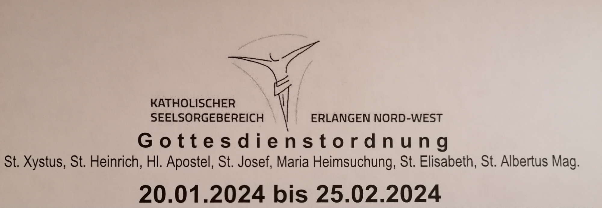 Gottesdienstordnung 20.01.2024 - 25.02.2024