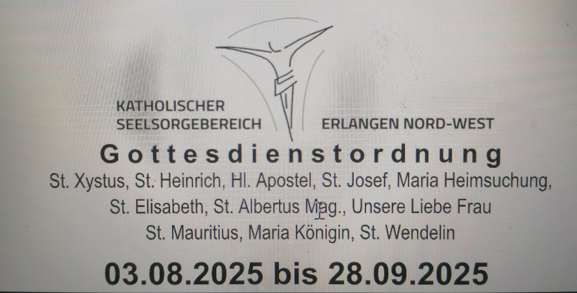 Gottesdienstordnung vom 03.08.2025 - 28.09.2025