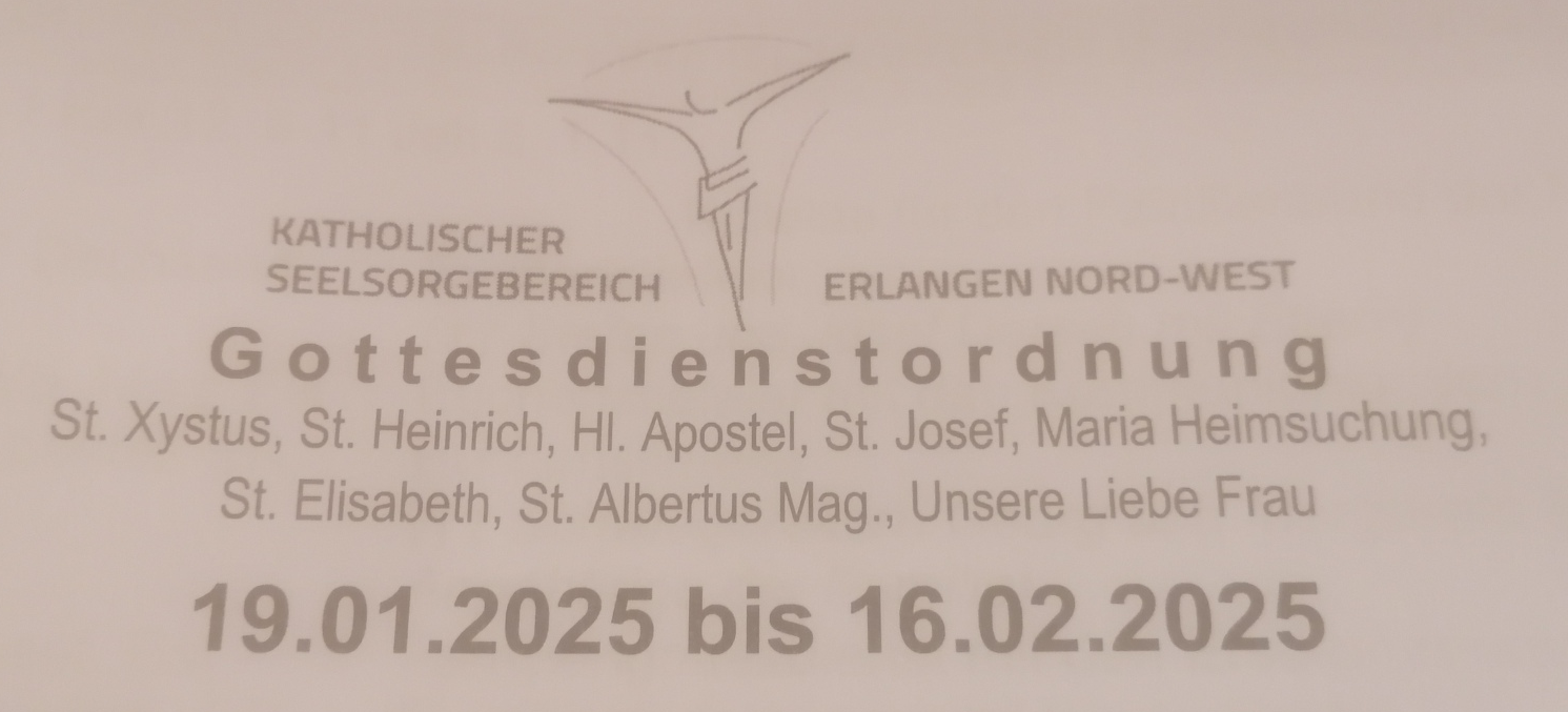 Gottesdienstordnung vom 19.01.2025 - 16.02.2025