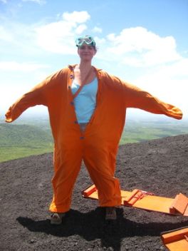 Ruth Meißner beim Vulcano-Boarden. Ruth Meißner