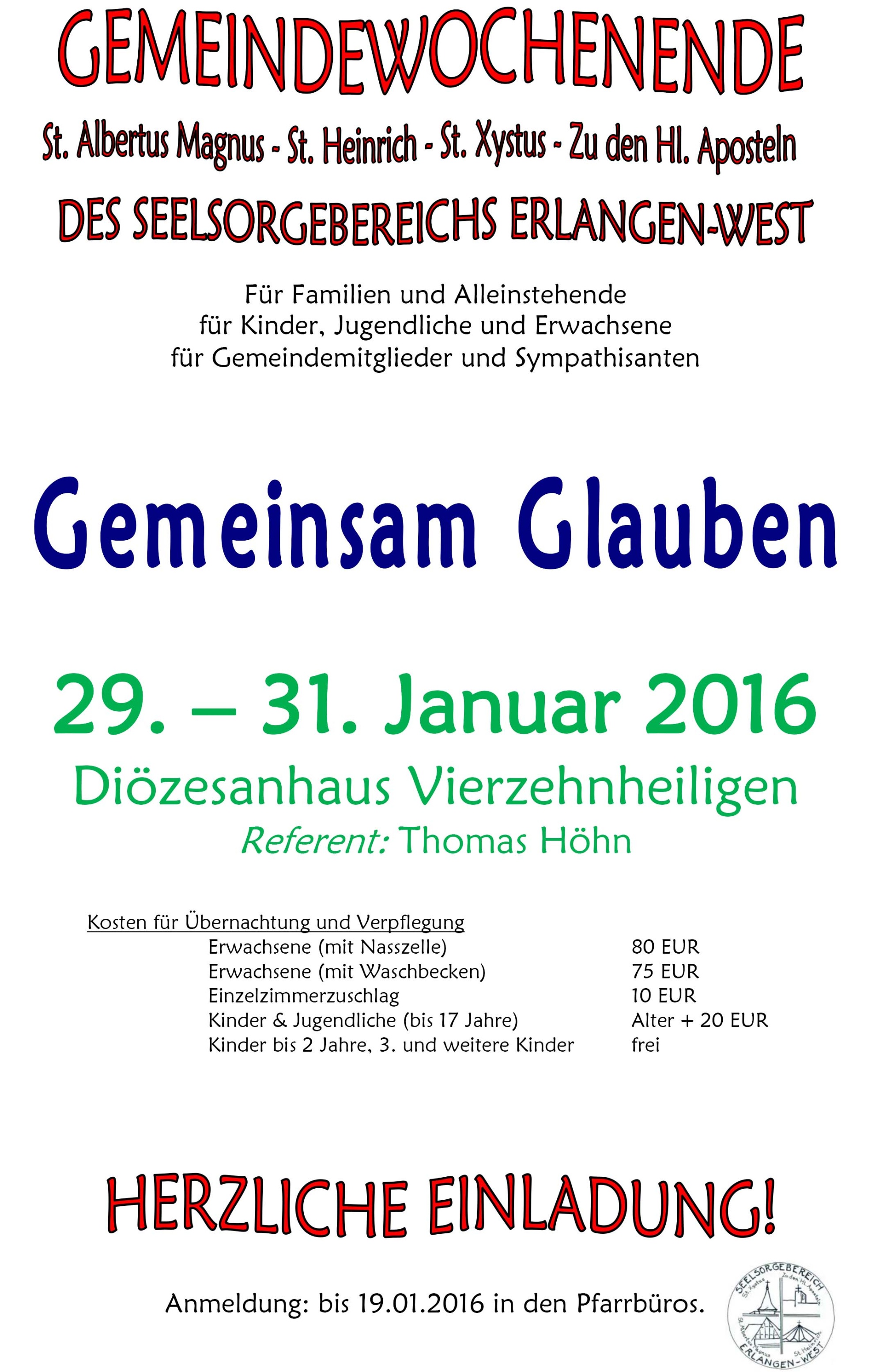 Seelsorgebereichswochenende 2016