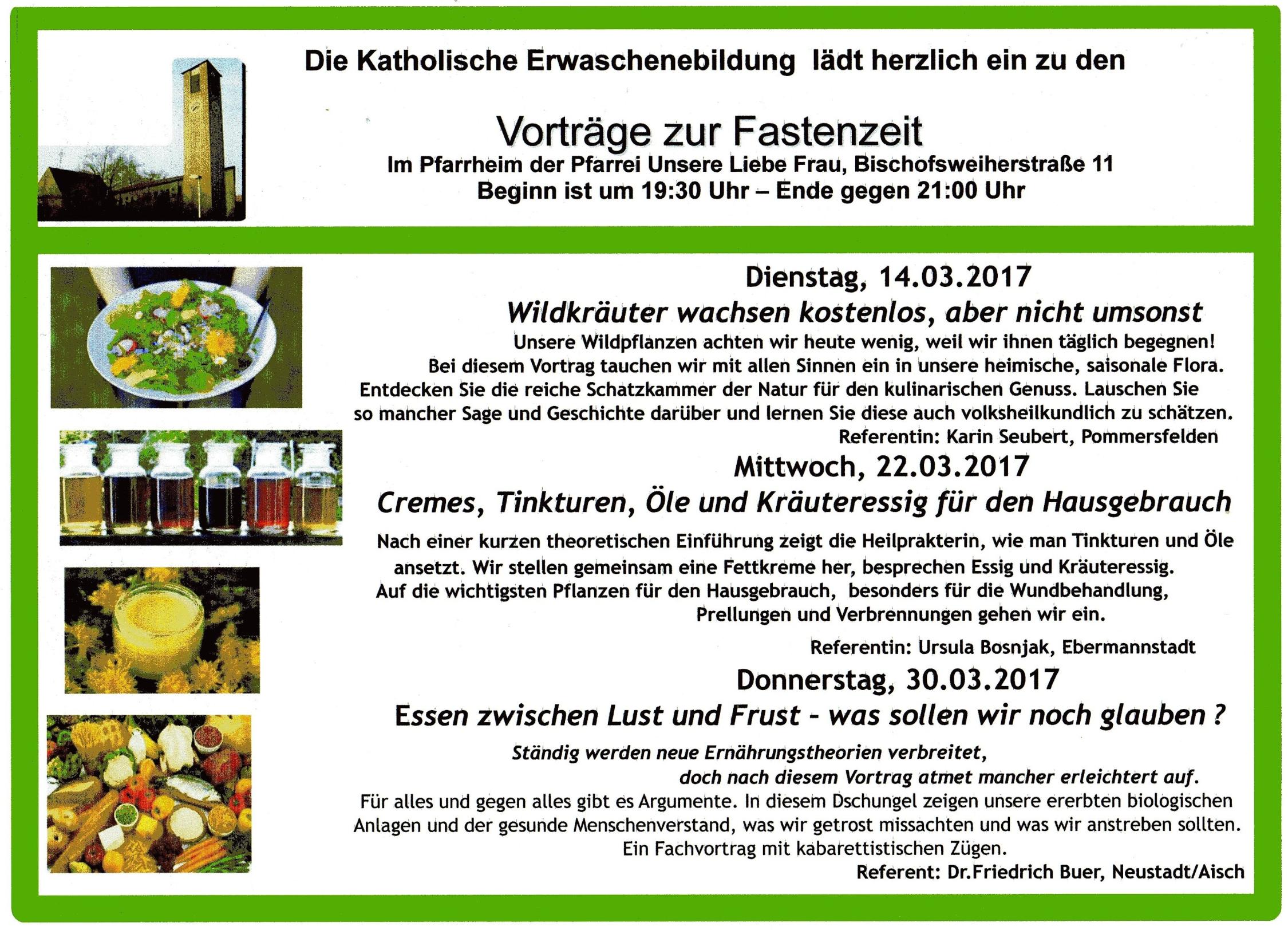 Vorträge zur Fastenzeit 2017